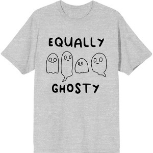 "Equally Ghosty" Kids Halloween Cartoon Ghosts Adult Crew Neck Short Sleeve Tee - 1 of 2