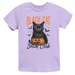 Black Cat Social Club Pumpkin - Youth Short Sleeve Graphic T-Shirt and Toddler Short Sleeve Graphic T-Shirt - 1 of 4