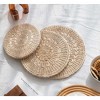 Set Of 2 Handmade Natural Round Rattan Placemats Insulation Mat Pad,23CM - 2 of 2