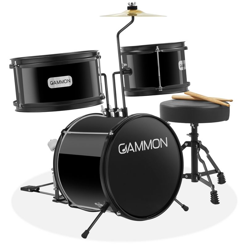 Gammon 3-Piece Junior Drum Set, Beginner Drum Kit with Throne, Cymbal, and Drumsticks, 1 of 8