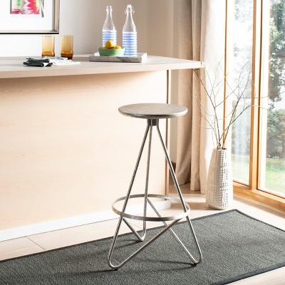 Transitional 30'' Silver Leaf Metal Backless Bar Stool