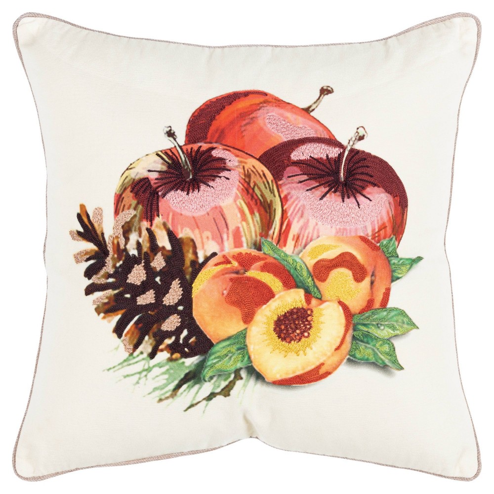 Photos - Pillow Rizzy Home 20"x20" Oversize Fruit Square Throw  Cover Red
