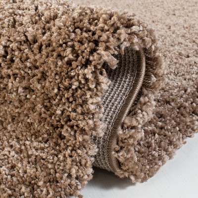 Milan Dark Beige Synthetic Shag Square Rug 3' x 3'