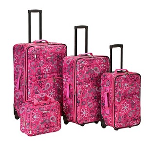 Rockland Nairobi 4pc Expandable Luggage Set - Pink Bandana