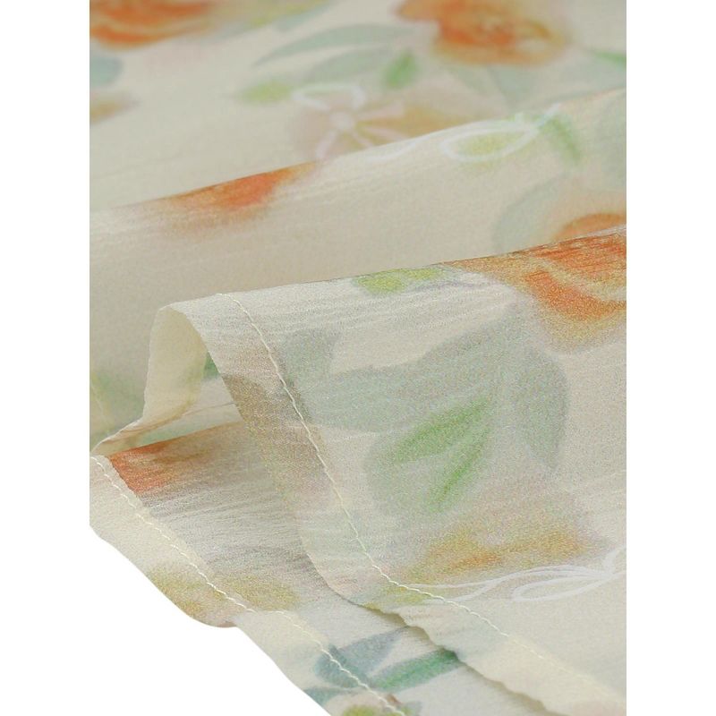 Allegra K Women's Floral Print Short Sleeve Cinched Waist Long Dresses, 5 of 6