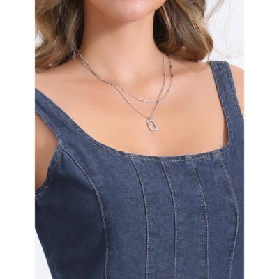 Женские платья INSPIRE CHIC Women's Denim Sleeveless Crew Neck A-Line Mini Dress Dark Blue X-Large — фото 5