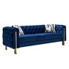 84" Chesterfield Velvet Sofa with Gold Metal Arms - 2 of 4