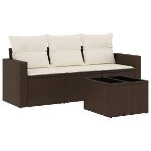 vidaXL Garden Sofa Set Brown PE rattan Standard Modular - 1 of 4