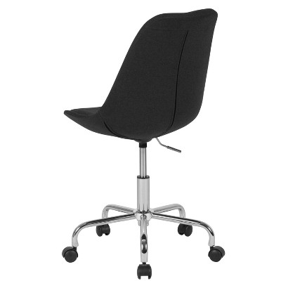 Mid-Back Black Fabric Swivel Task Chair with Chrome Base