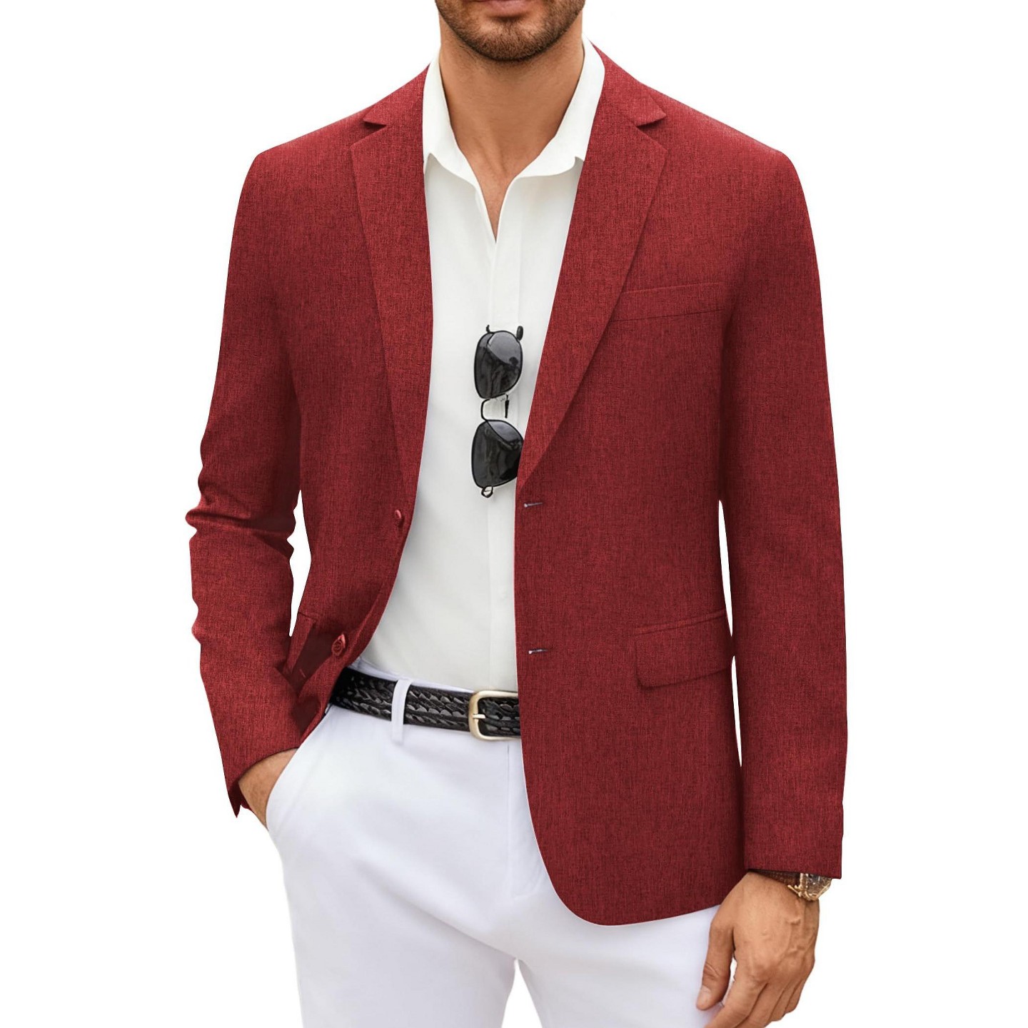 Мужской пиджак COOFANDY Blazer Casual Sport Coats Formal Business Travel Suit Jackets Lightweight Blazer Unlined Sport Jacket Red, цвет: Красный — фото 1