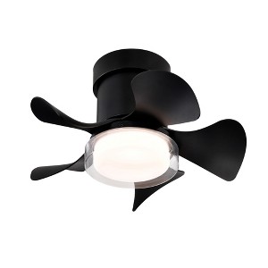 21" Low Noise Matte Black ABS Blade Remote Ceiling Fan with LED Light for Kitchen, Bedroom, Dining Room, Toilet, Patio (Matte Black) - 1 of 4