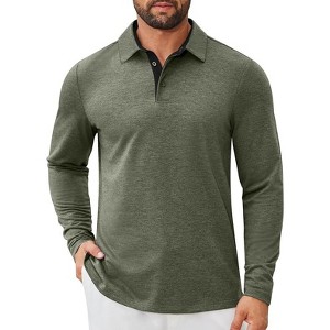 COMFY 岩岡徹 Long Polo Shirt (Gray) F COOFANDY Mens Long Sleeve Polo Shirts Button Casual Tee Collared