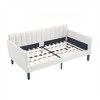 Twin Size Velvet Upholstered Daybed With Ribbed Tufted Backrest, Modern Design Daybed, Foam Comfort Bed Frame, Box Spring Not Required - 2 of 4