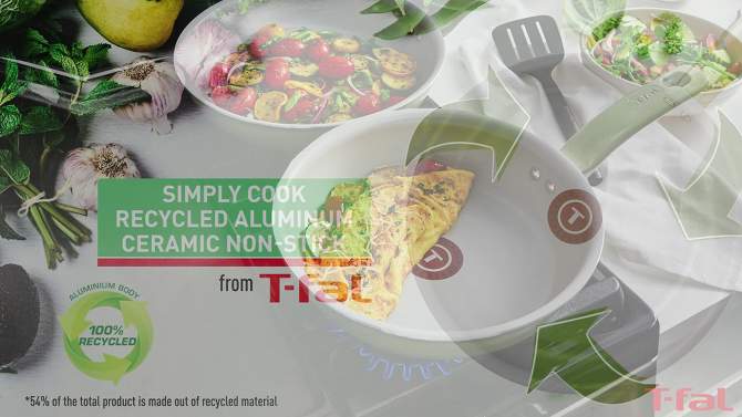 T-fal 12pc  Fresh Simply Cook Ceramic Cookware Set Green, 2 of 13, play video