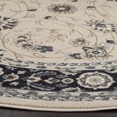 Elegant Anthracite & Light Beige 7' Square Synthetic Area Rug