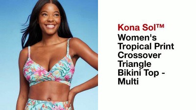 Women's Tropical Print Crossover Triangle Bikini Top - Kona Sol™ Multi :  Target