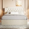 TIRAMISUBEST Queen Size Upholstered Floor Bed Frame with Crystal Accents, Velvet Platform Bed with Wingback Headboard - 2 of 4