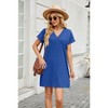 Womens V Neck T Shirt Dress Summer Shift Dress Basic Comfy A Line Lounge Dress V Neck Solid Pajama Dress Short Sleeve Nightgowns - 3 of 4