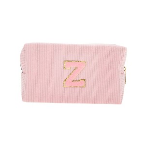 Unique Bargains Corduroy Rectangular Letter Makeup Bag Pink 1 Pc - 1 of 4