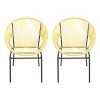 Modern Patio Polyethylene Rattan Trumpet Chair Set of 2,Outdoor Patio Club Chair with Iron Frame,Curved Back Armless Accent Chair-Coolbibila - 2 of 4