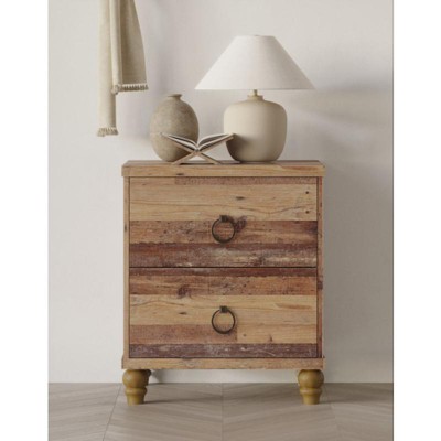 Home Design Jethro 2 Drawer Nightstand, Vintage Oak