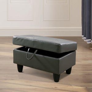 AndMakers 28.5 in. W Faux Leather Rectangle Ottoman with Storage - 1 of 4