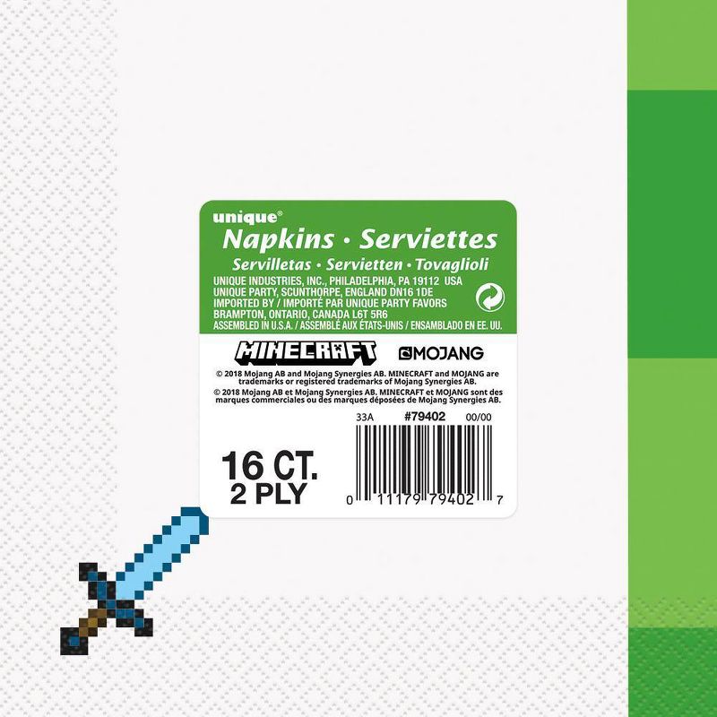 Minecraft 16ct Party Paper Napkins, 4 of 5