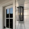 ALOADECOR Matte Black Modern Outdoor Wall Light with Dusk-to-Dawn Sensor Simplicity Wall Sconce with Clear Glass Shade for Garden (¨2 Pack) - 2 of 4