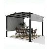Outdoor Patio Pergola Arched Metal Gazebo with Retractable Canopy Waterproof Sun Shade for Garden Lawn Backyards - 3 of 4