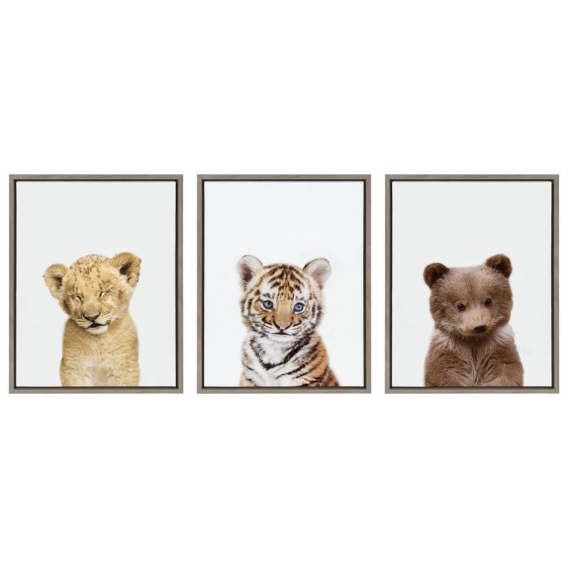 3pc Sylvie Lions and Tigers and Bears Framed Wall Canvases by Amy Peterson Gray - Kate &#38; Laurel All Things Decor, 1 of 7