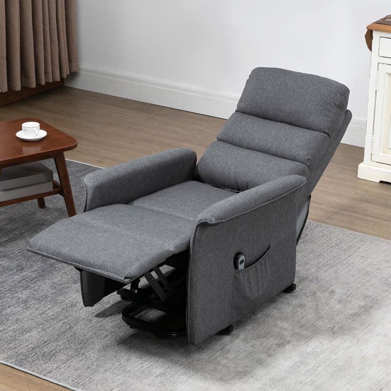 HOMCOM Power Lift Assist Recliner Chair for Elderly with Remote Control, Linen Fabric Upholstery, 5 of 9