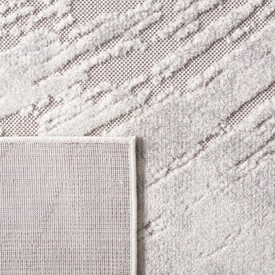 Reversible Easy-Care Geometric Gray Synthetic 7' Square Area Rug