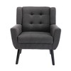 Anybear Modern Soft Linen Material Ergonomics Accent Chair with Black Legs - 3 of 4