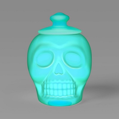 Ghoulish Glow Glass Skull Decorative Jar Neon Green - Hyde and EEK! Boutique™