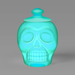 Ghoulish Glow Glass Skull Decorative Jar Neon Green - Hyde and EEK! Boutique™ - 1 of 3