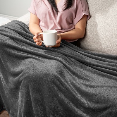 Dark Grey Twin Size Fleece Throw Blanket