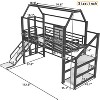 KWPZQEB Twin/Full Size Loft Bed, Metal Bed Frame with Slide & Stairs, Kid Playhouse with Storage Shelves & House-shaped Roof, Noise-free Design - 4 of 4