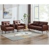 TYBOATLE 61" Faux Leather Loveseat Sofa, Mid-Century Modern Tufted Couch for Small Spaces, Comfy 2-Seater for Living Room, Bedroom, Office - 3 of 4