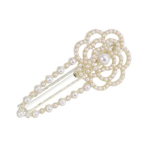 Unique Bargains Faux Pearl Camellia Hair Clips 1 Pc - 1 of 4