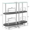 Costway Decorative  Storage Cabinets  Home Liquor Pub Table w/Tempered Glass Top & 2 Shelves - 4 of 4