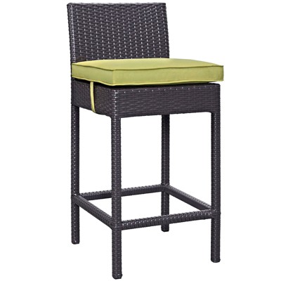 Modway Convene Outdoor Patio Fabric Bar Stool - Powder coated aluminum frame , PE rattanPP foot padPowder coated aluminum Weight capacity: 285