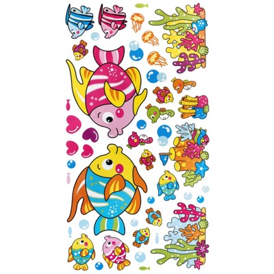 Slickblue Fun Cartoon Fish Wall Decals 13"x23.5", Waterproof Vinyl Stickers for Kids Rooms & Home Décor, Design 1 & 2
