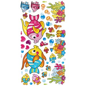 Slickblue Fun Cartoon Fish Wall Decals 13"x23.5", Waterproof Vinyl Stickers for Kids Rooms & Home Décor, Design 1 & 2 - 1 of 4