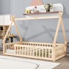 NicBex Twin/Full Montessori Toddler Floor Bed with Slats,Tent-Shaped Floor Bed with Fence for Kids/Boys/Girls,Kids Montessori Bed Twin/Full Size - 3 of 4