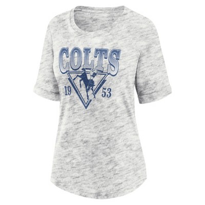NFL Indianapolis Colts Women's Oatmeal Heather Rolled Sleeve T-Shirt