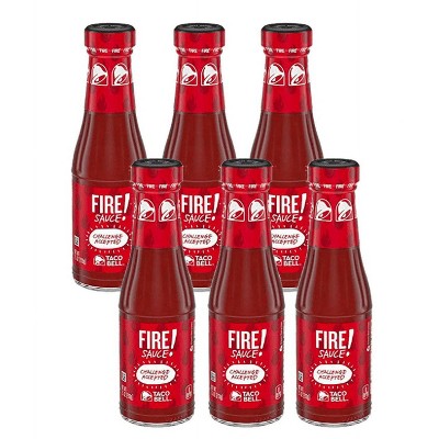 Taco Bell Fire Sauce Glass Bottle, 7.5 oz (Pack of 6)
