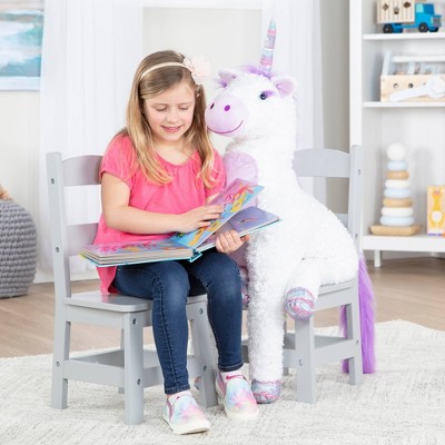 Modern Cool Gray Solid Wood Kids Chair Pair
