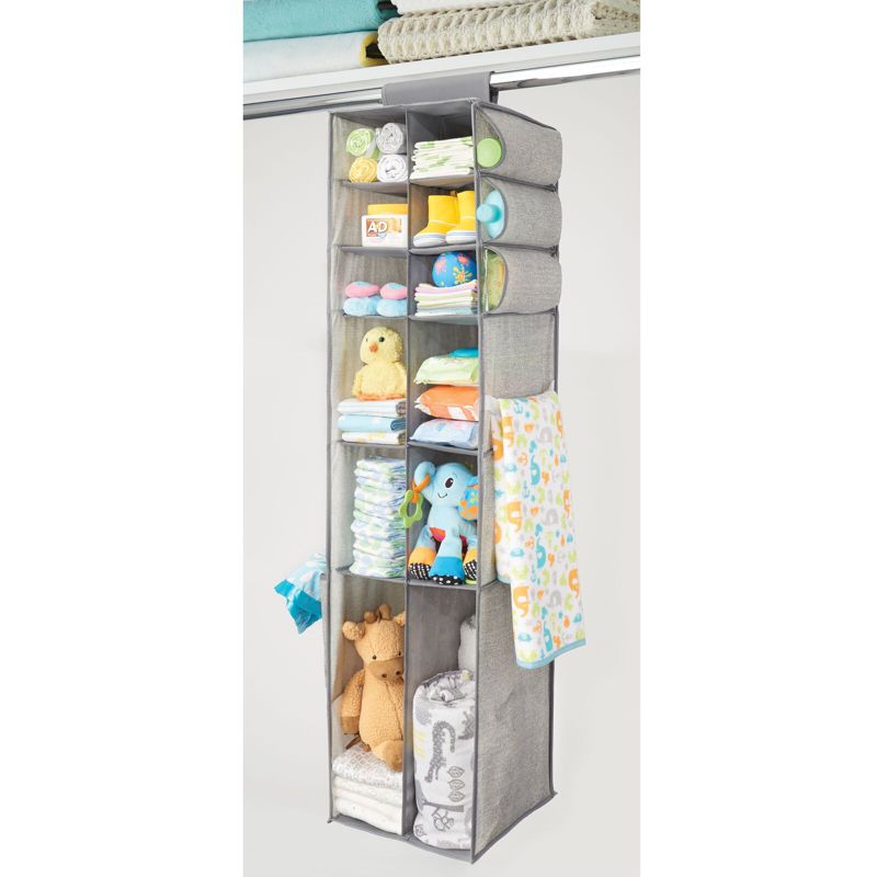 mDesign Fabric Nursery Hanging Organizer with 12 Shelves/Side Pockets, 2 of 8