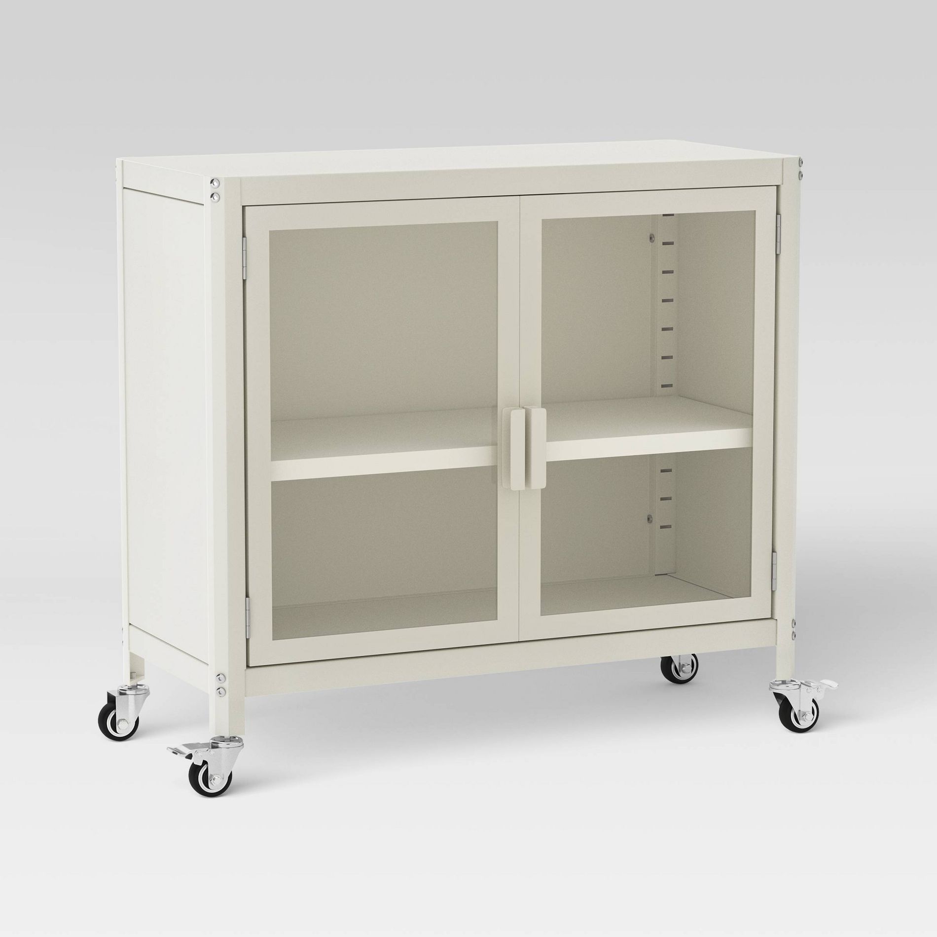 2 Door Metal Rolling Locker Storage Cabinet Chalk White - Room Essentials™