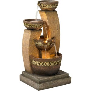 John Timberland Outdoor Floor Water Fountain Four Bowl Cascading Waterfall 41" Tall for Yard Garden Lawn - 1 of 4